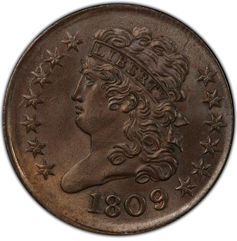 Picture of 1809/6 CLASSIC HEAD 1/2C, 9 OVER INVERTED 9 MS65 Brown