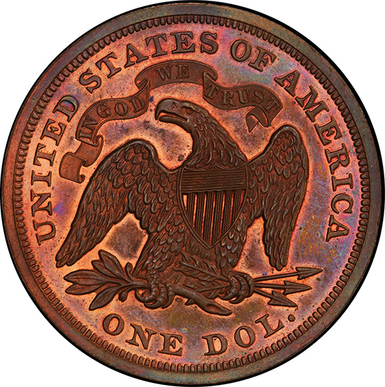 Picture of 1870 LONGACRE S$1 J-1017 PR66 Red Brown