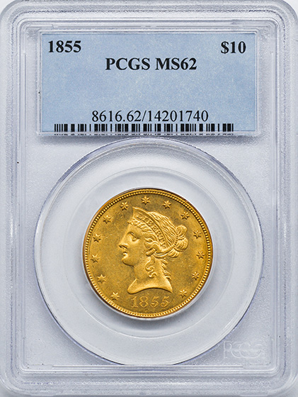 Picture of 1855 LIBERTY HEAD $10 MS62 