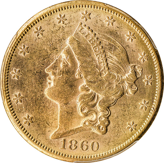 Picture of 1860-S LIBERTY HEAD $20 MS61 