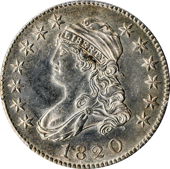 Picture of 1820 CAPPED BUST 25C, LARGE 0 MS63 