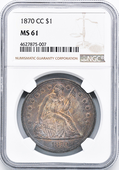 Picture of 1870-CC LIBERTY SEATED S$1, MOTTO MS61 