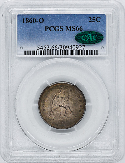 Picture of 1860-O LIBERTY SEATED 25C, NO MOTTO MS66 