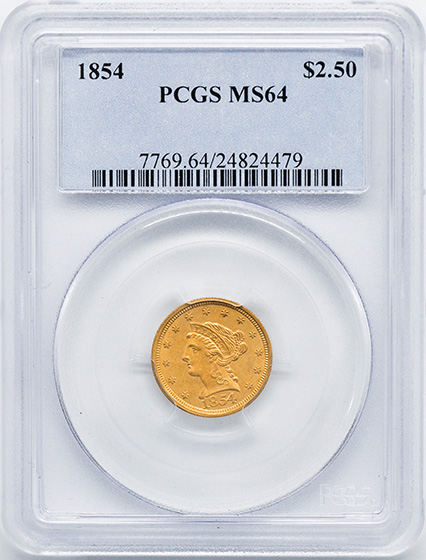 Picture of 1854 LIBERTY HEAD $2.5 MS64 