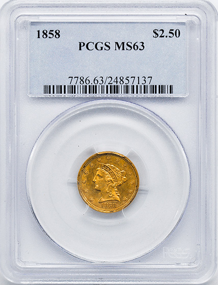 Picture of 1858 LIBERTY HEAD $2.5 MS63 