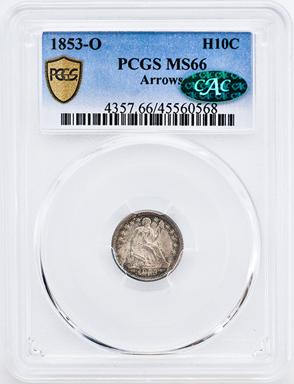Picture of 1853-O LIBERTY SEATED H10C, ARROWS MS66 