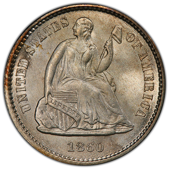 Picture of 1860 LIBERTY SEATED H10C MS67+ 