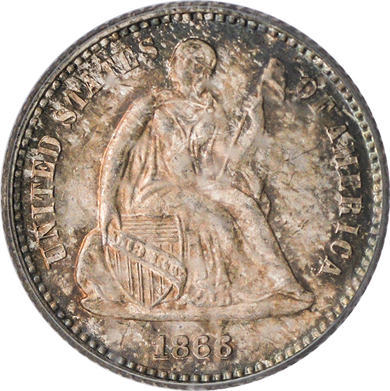 Picture of 1866 LIBERTY SEATED H10C MS66 
