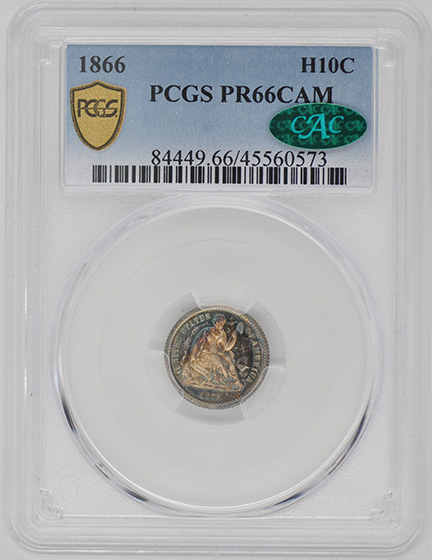 Picture of 1866 LIBERTY SEATED H10C PR66 Cameo