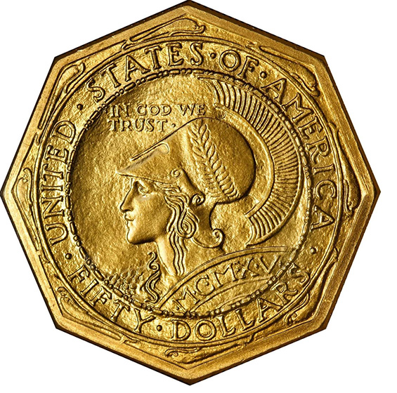 Picture of 1915-S GOLD $50, PAN-PAC OCTAGONAL MS66 
