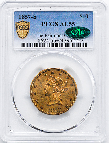 Picture of 1857-S LIBERTY $10 AU55+ 