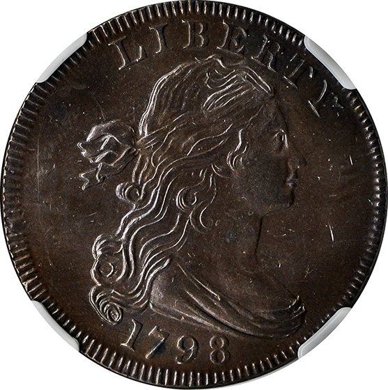 Picture of 1798 DRAPED BUST 1C, 1ST HAIR STYLE MS63 Brown