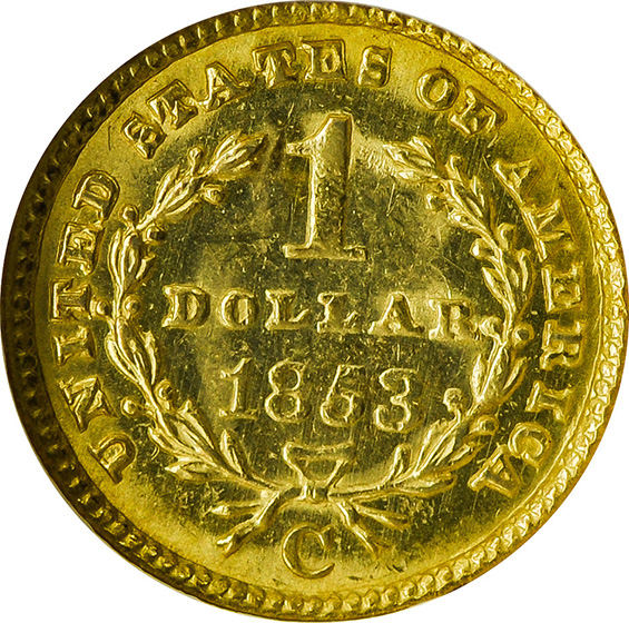 Picture of 1853-C GOLD G$1, TYPE 1 MS64 