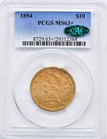 Picture of 1894 LIBERTY HEAD $10 MS63+ 