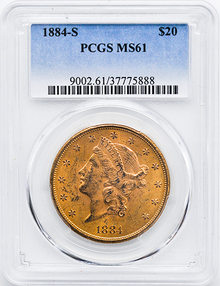 Picture of 1884-S LIBERTY HEAD $20 MS61 