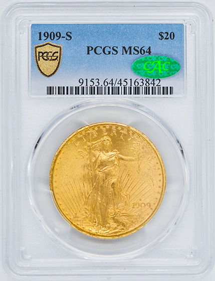 Picture of 1909-S ST. GAUDENS $20 MS64 