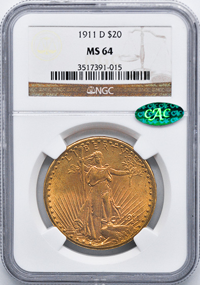 Picture of 1911-D ST. GAUDENS $20 MS64 