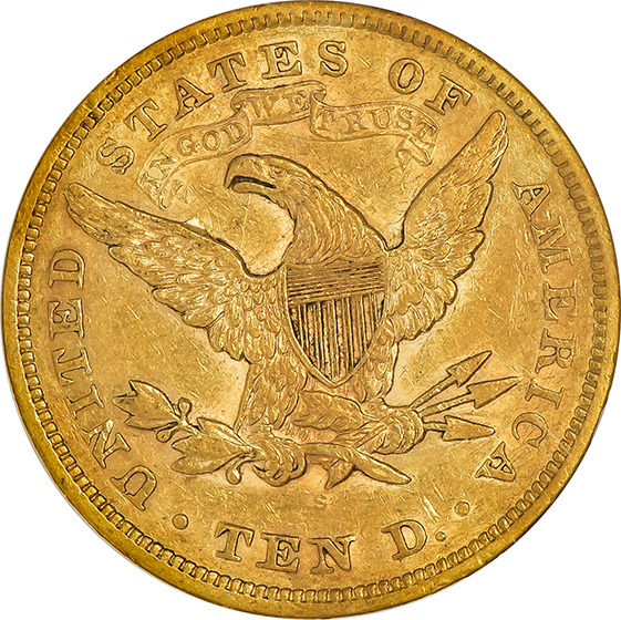Picture of 1867-S LIBERTY HEAD $10 AU53 