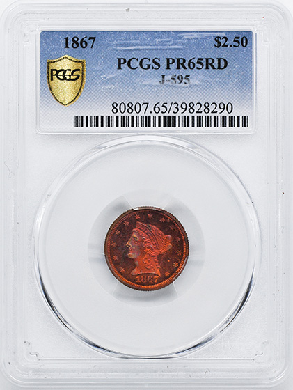 Picture of 1867 $2 1/2 J-595 PR65 Red