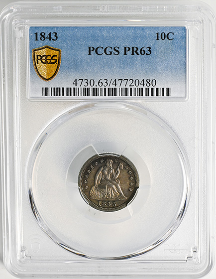 Picture of 1843 LIBERTY SEATED 10C PR64 