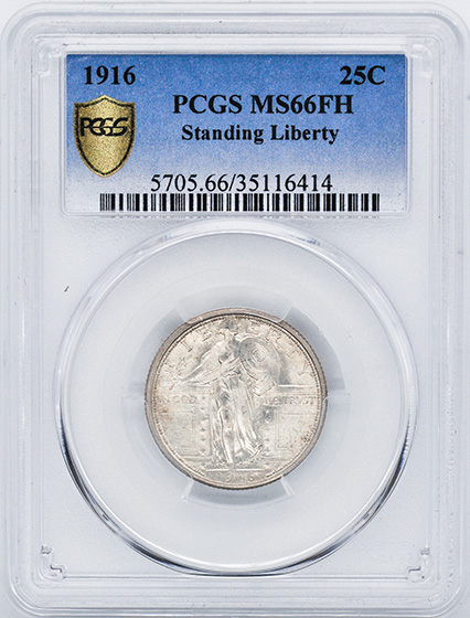 Picture of 1916 STANDING LIBERTY 25C, STANDING LIBERTY MS66 Full Head
