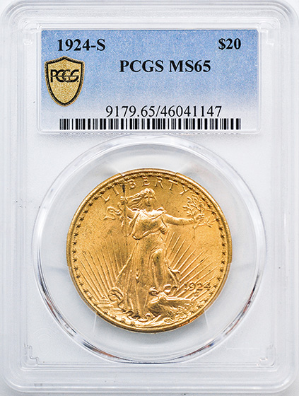 Picture of 1924-S ST. GAUDENS $20 MS65 