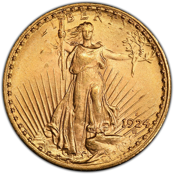 Picture of 1924-S ST. GAUDENS $20 MS65 