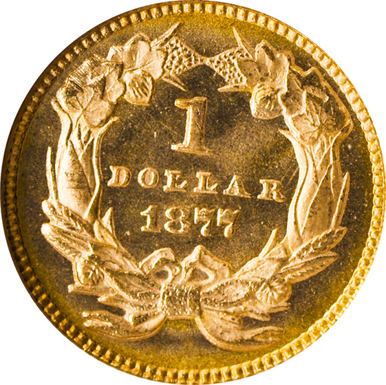 Picture of 1877 GOLD G$1, TYPE 3 MS68 