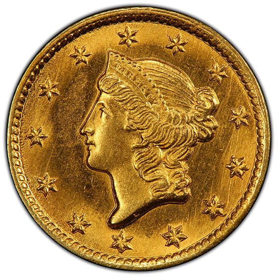 Picture of 1851-C GOLD G$1, TYPE 1 MS64+ 