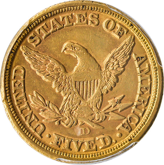 Picture of 1855-D LIBERTY $5, MEDIUM D AU53 