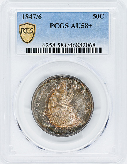 Picture of 1847/6 LIBERTY SEATED 50C AU58+ 