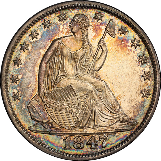 Picture of 1847/6 LIBERTY SEATED 50C AU58+ 