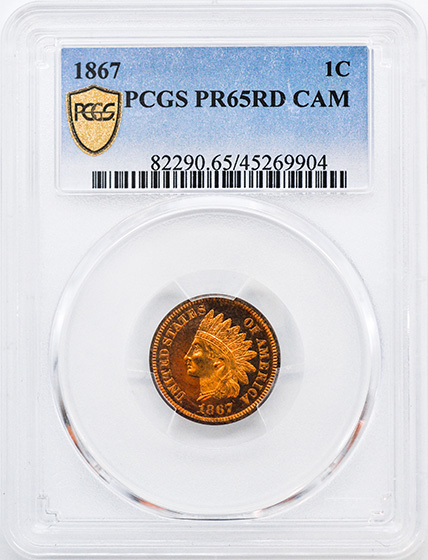 Picture of 1867 INDIAN BRONZE 1C PR65 Cameo