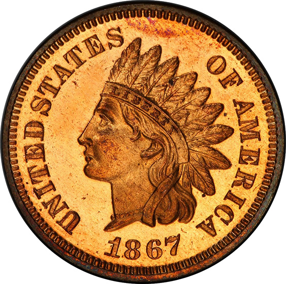Picture of 1867 INDIAN BRONZE 1C PR65 Cameo