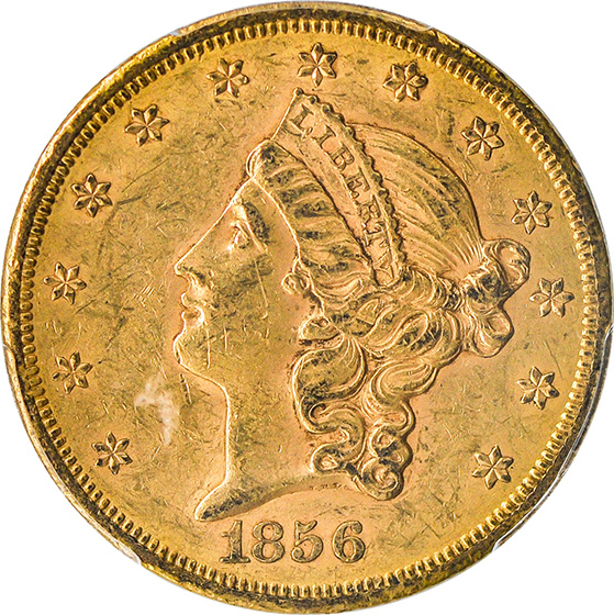 Picture of 1856-S LIBERTY HEAD $20 AU58 