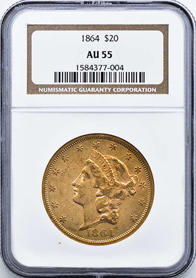 Picture of 1864 LIBERTY HEAD $20 AU55 