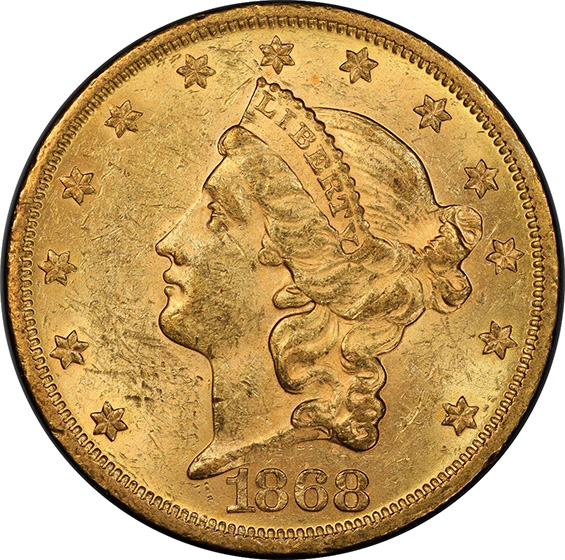 Picture of 1868 LIBERTY HEAD $20 MS61 
