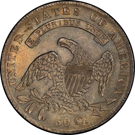 Picture of 1836 CAPPED BUST 50C, 50/00, LETTERED EDGE MS64+ 