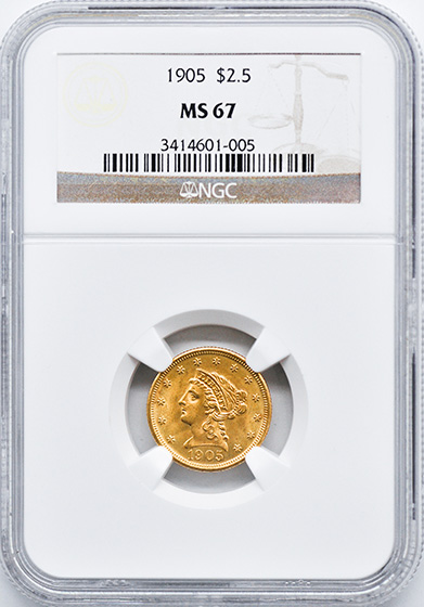 Picture of 1905 LIBERTY HEAD $2.5 MS67 