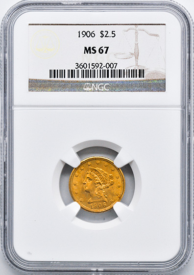 Picture of 1906 LIBERTY HEAD $2.5 MS67 