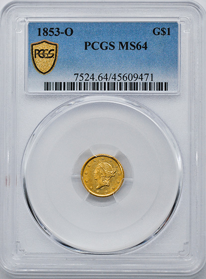 Picture of 1853-O GOLD G$1, TYPE 1 MS64 