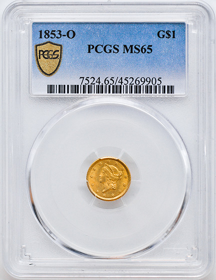 Picture of 1853-O GOLD G$1, TYPE 1 MS65 
