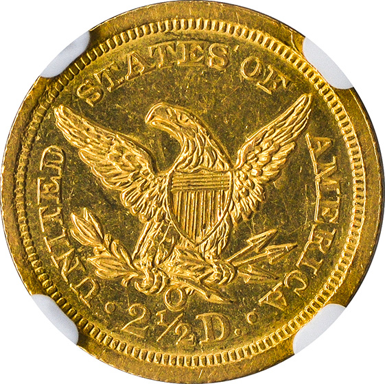 Picture of 1843-O LIBERTY HEAD $2.5, LARGE DATE MS61 