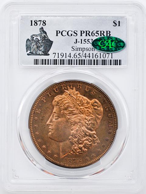 Picture of 1878 MORGAN $1 J-1553, J-1553 PR65+ Red Brown