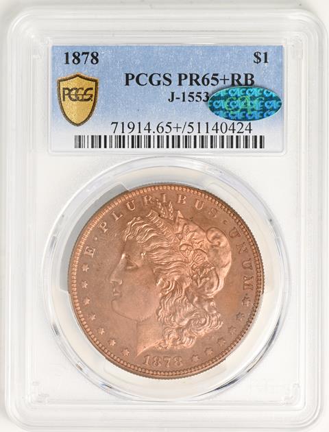 Picture of 1878 MORGAN $1 J-1553, J-1553 PR65+ Red Brown