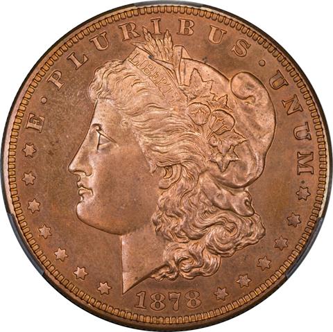 Picture of 1878 MORGAN $1 J-1553, J-1553 PR65+ Red Brown
