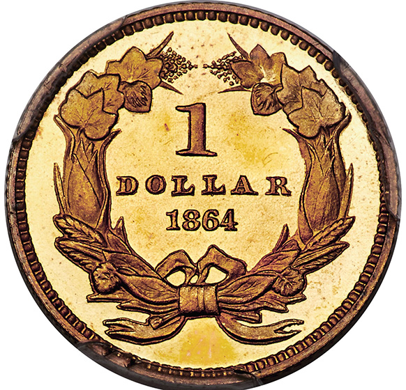 Picture of 1864 GOLD G$1, TYPE 3 PR66+ Deep Cameo