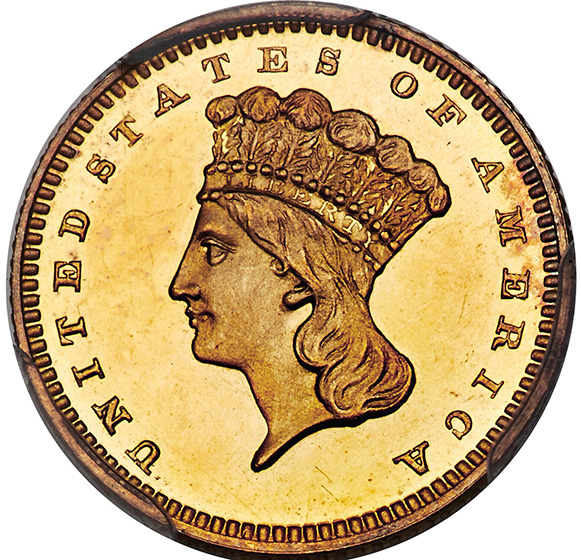 Picture of 1864 GOLD G$1, TYPE 3 PR66+ Deep Cameo