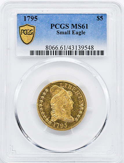 Picture of 1795 DRAPED BUST $5, SMALL EAGLE MS61 