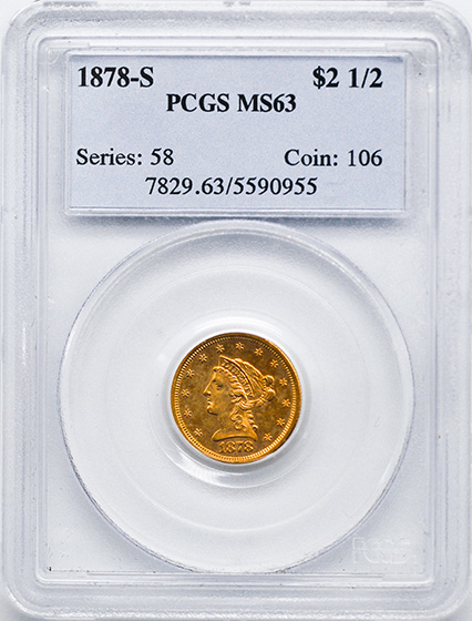 Picture of 1878-S LIBERTY HEAD $2.5 MS63 